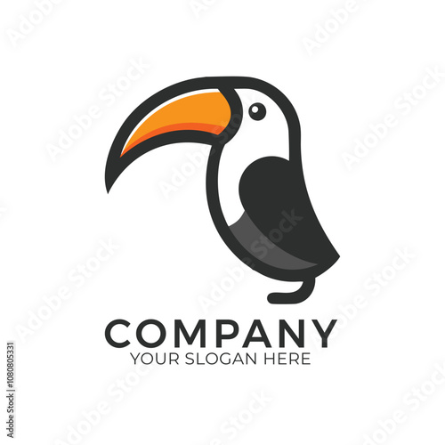 Simple nature toucan bird art style logo symbol icon design