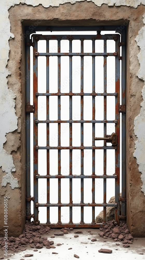 Rusty Jail Bars Isolated on a White Background Rusty Jail Bars Isolated on a White Background