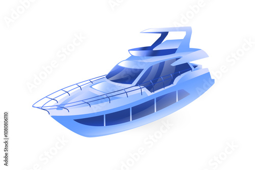 Illustration of a sea yacht realistic in 3D style