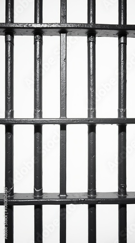 Realistic Jail Bars Against a Plain White Background