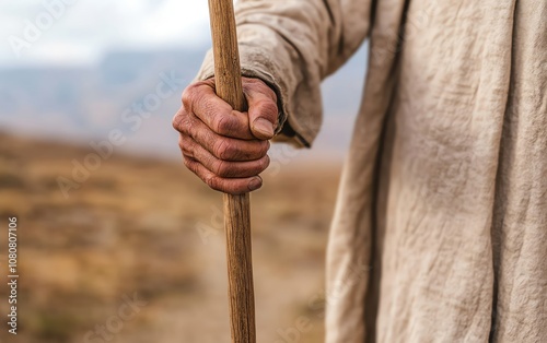 A closeup of Abraham s hand holding a staff photo