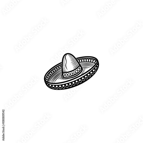 Mexican Traditional hat silhouette, Mexican hat silhouette vector, sombrero silhouette vector icon, sombrero mexican hat, Mexican Independence Day Sombrero Silhouette