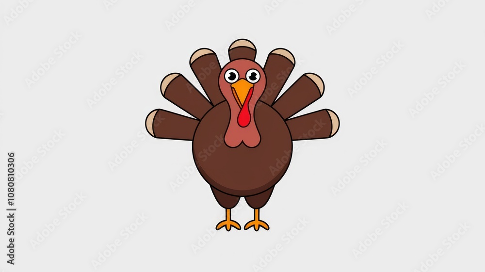 Cute Cartoon Turkey with Symmetrical Rounded Shape Generative AI Cute Cartoon Turkey with Symmetrical Rounded Shape Generative AI