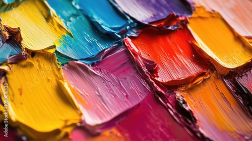 Vivid palette displaying a mix of colorful brushstroke textures Bright hues on an artist s palette ignite creativity and embody the essence of artistic exploration photo