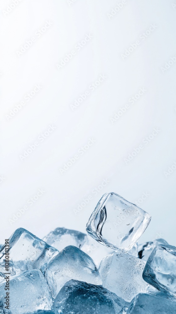 Ice cubes on a white background, perfect for cooling beverages. Ice cubes on a white background, perfect for cooling beverages.