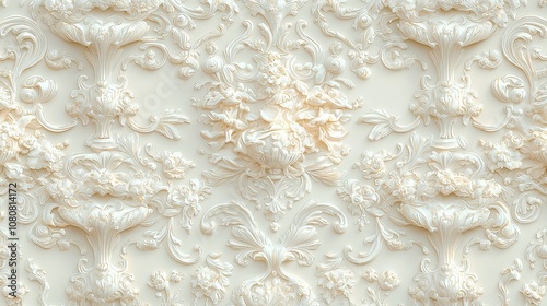 Baroque Elegance, ornate wallpaper design showcasing intricate royal patterns and delicate motifs, ideal for enhancing luxurious interiors with a timeless aesthetic