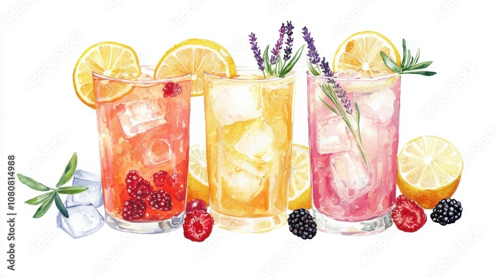 Delight in refreshing summer cocktails with colorful ingredients and vibrant garnishes Delight in refreshing summer cocktails with colorful ingredients and vibrant garnishes