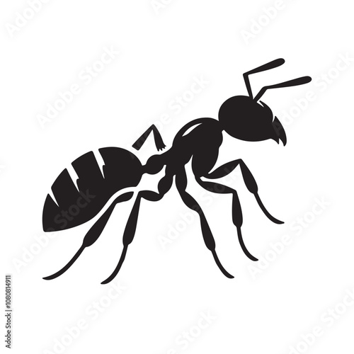 Ant silhouette vector design. Ant logo, icon vector design black and white.