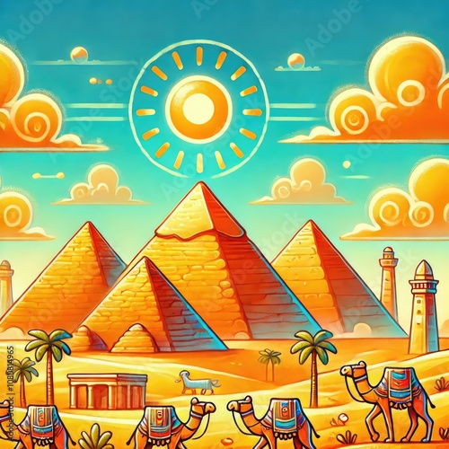 Cairo Pyramids in Playful Colors