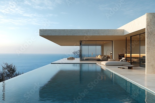 Modern villa with infinity pool overlooking the ocean