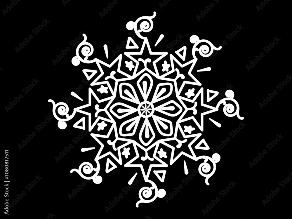 Abstract black and white outline star mandala vector illustration Abstract black and white outline star mandala vector illustration