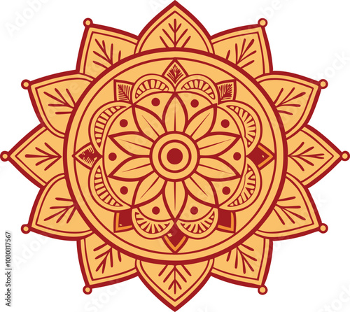 Indian traditional mandala art design line art vector  photo