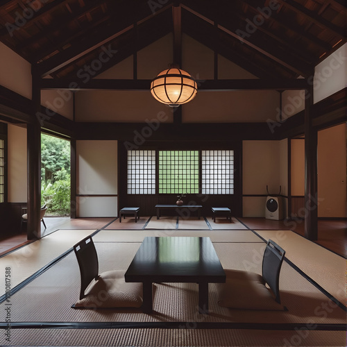 Japanese teahouse interior photo