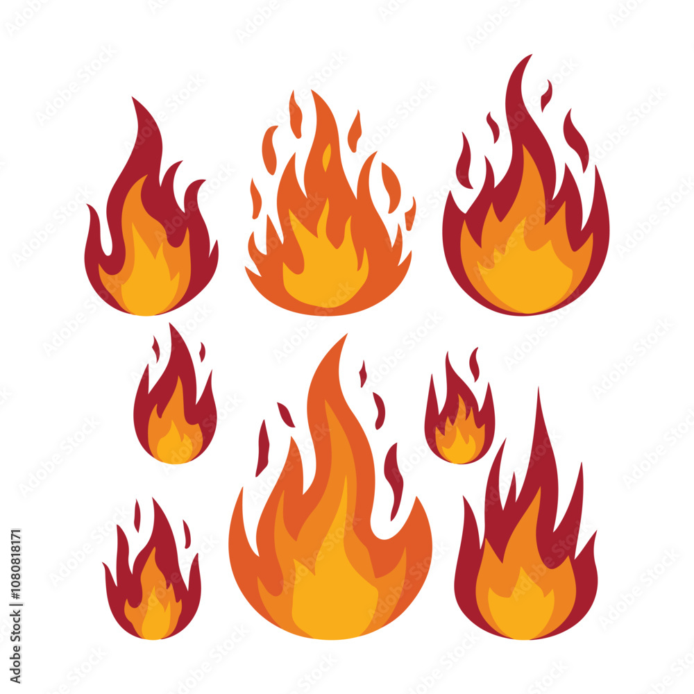 A set of fire vector illustration design A set of fire vector illustration design