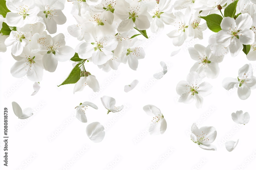 Obraz premium White Blossoms Falling - Delicate Spring Flowers in Bloom