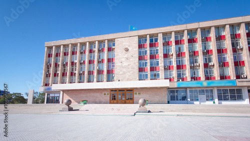 City council on Astana square timelapse hyperlapse in Aktau, Kazakhstan