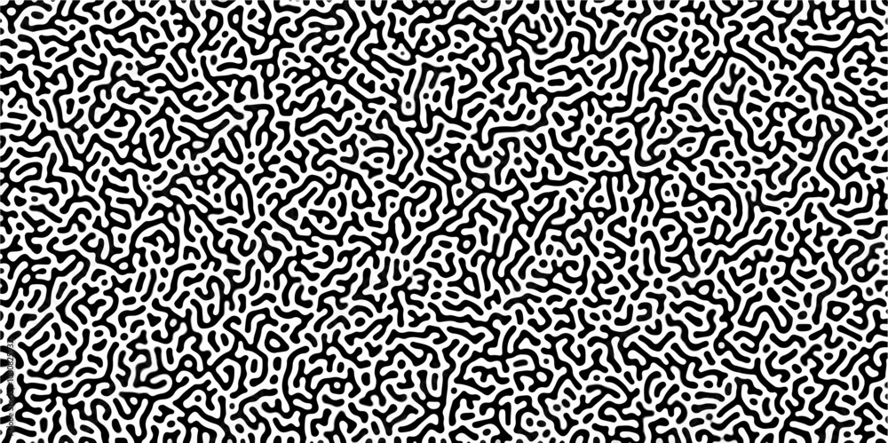 Organic seamless patterns with rounded lines Diffusion reaction background. Monochrome background of natural organic forms motion. Overlay template abstract Turing organic wallpaper background.