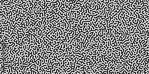 Organic seamless patterns with rounded lines Diffusion reaction background. Monochrome background of natural organic forms motion. Overlay template abstract Turing organic wallpaper background.