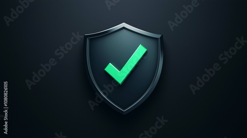 Wallpaper Mural Modern Green Checkmark Symbol on Shield Shape Representing Security, Trust, and Protection in a Digital Context with Minimalist Background Design Torontodigital.ca