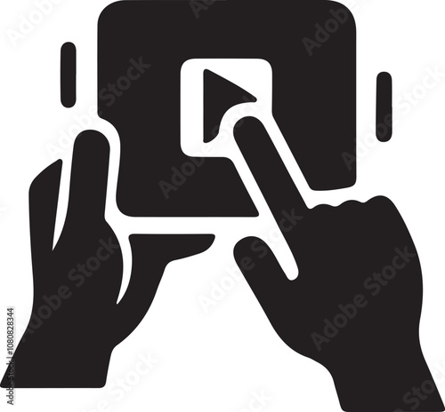 Click on Play icon YouTube silhouette 