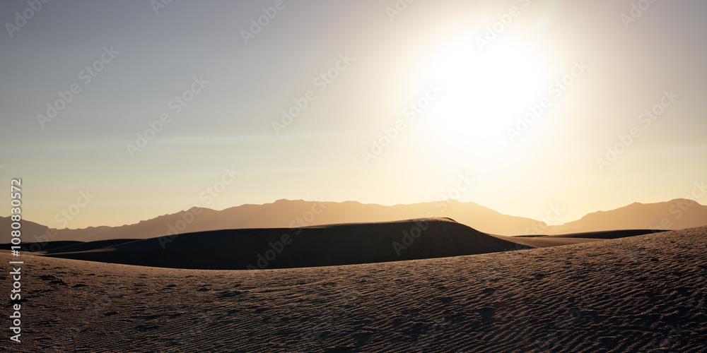 Desert landscape with a sun in the sky Desert landscape with a sun in the sky