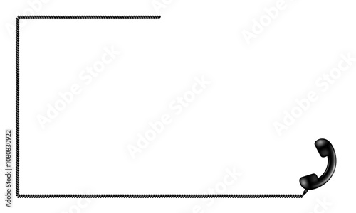 Telephone receiver with a cord. Phone handset with extension cord. Vector clipart.