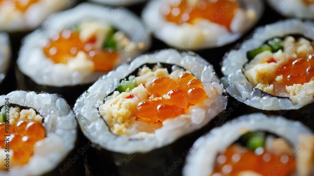 Top view of people sharing a diverse sushi platter at a Japanese restaurant, featuring various rolls, nigiri, and sashimi with hands reaching in, capturing the essence of social dining Top view of people sharing a diverse sushi platter at a Japanese restaurant, featuring various rolls, nigiri, and sashimi with hands reaching in, capturing the essence of social dining
