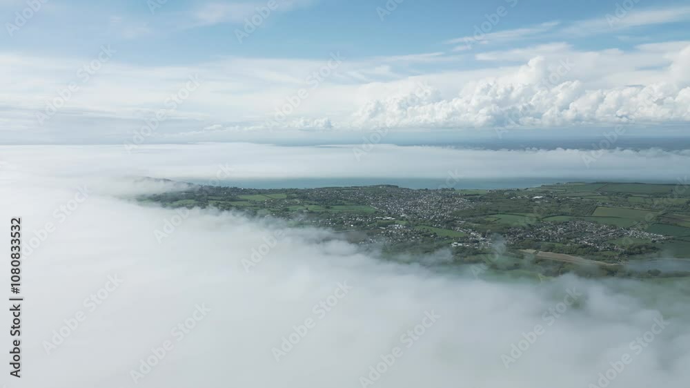 Sky high view of the town in the forest Sky high view of the town in the forest