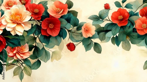 Bright floral design featuring a heartfelt thank you message with red flowers and green leaves Video