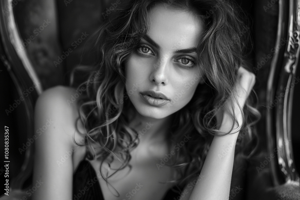 Generative AI Portrait of a Beautiful Woman in Retro Noir Style with Elegant Glamorous Look Generative AI Portrait of a Beautiful Woman in Retro Noir Style with Elegant Glamorous Look