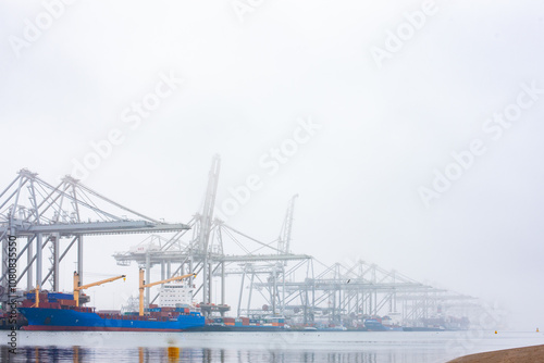 Containerhafen Rotterdam im Nebel photo