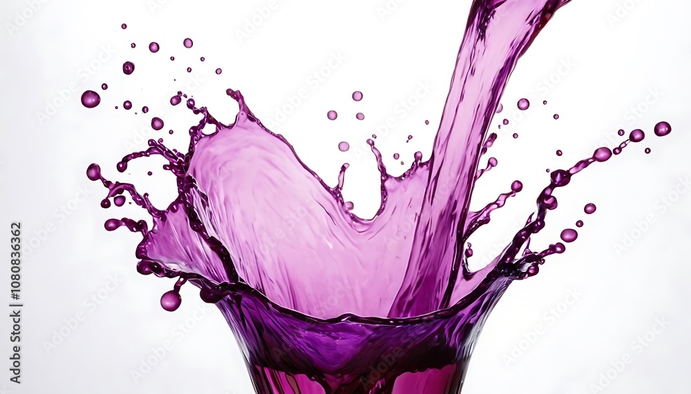 Fototapeta premium Vibrant Purple Berry Sauce Splash in Motion,purple, splash, vibrant, motion, sauce, berry, fruit, deliciously, artistic, colours, droplet, flow, liquid, 1