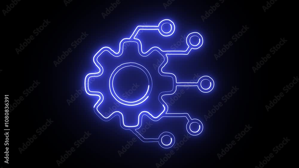 glowing neon digitalization icon isolated on black background. HD video motion graphic animation glowing neon digitalization icon isolated on black background. HD video motion graphic animation