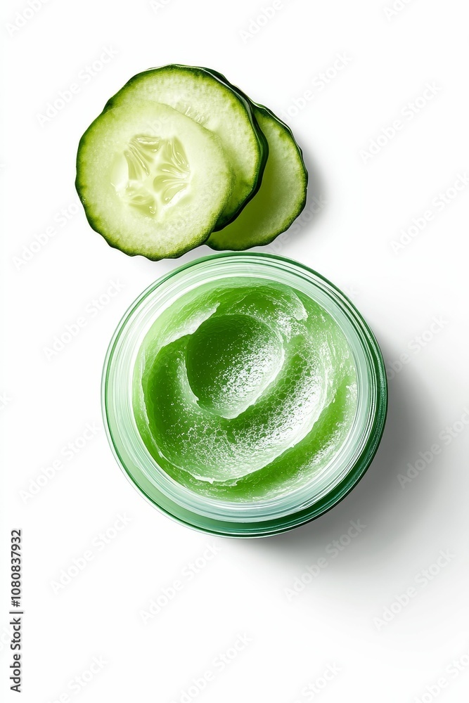 Cucumber face mask and slices. Cucumber face mask and slices.