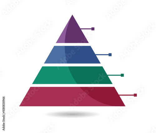 Pyramid with four tier infographic template 