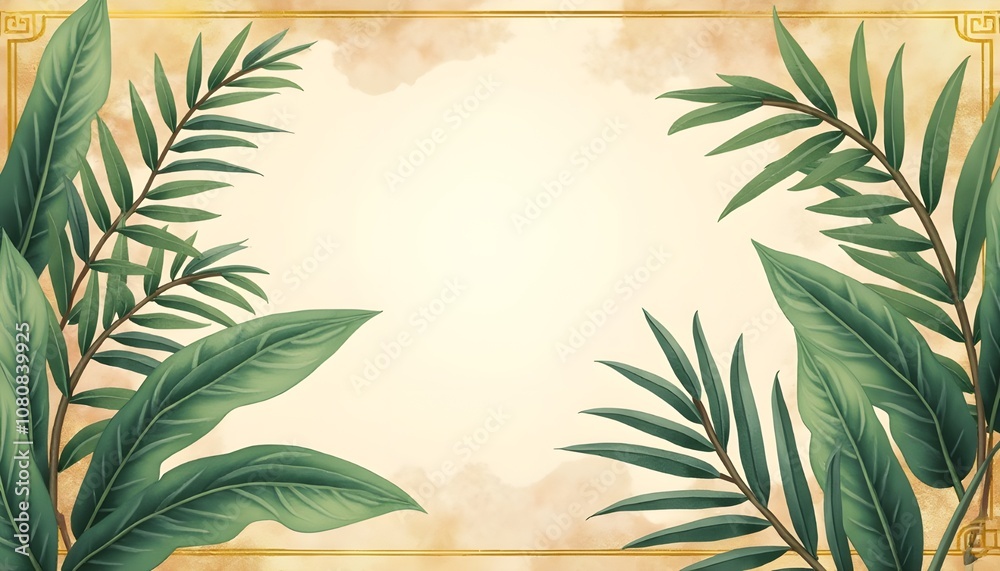 Obraz premium leaves frame and background wallpaper 
