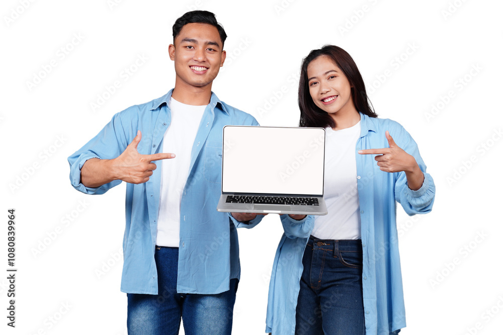 © panadesignteam - Asian man and woman with laptop isolated transparent © panadesignteam - Asian man and woman with laptop isolated transparent
