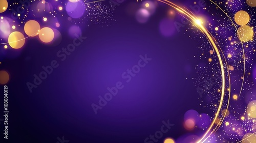 Christmas background concept. A vibrant purple background with sparkling golden and yellow bokeh lights, perfect for festive designs. © Nattapun