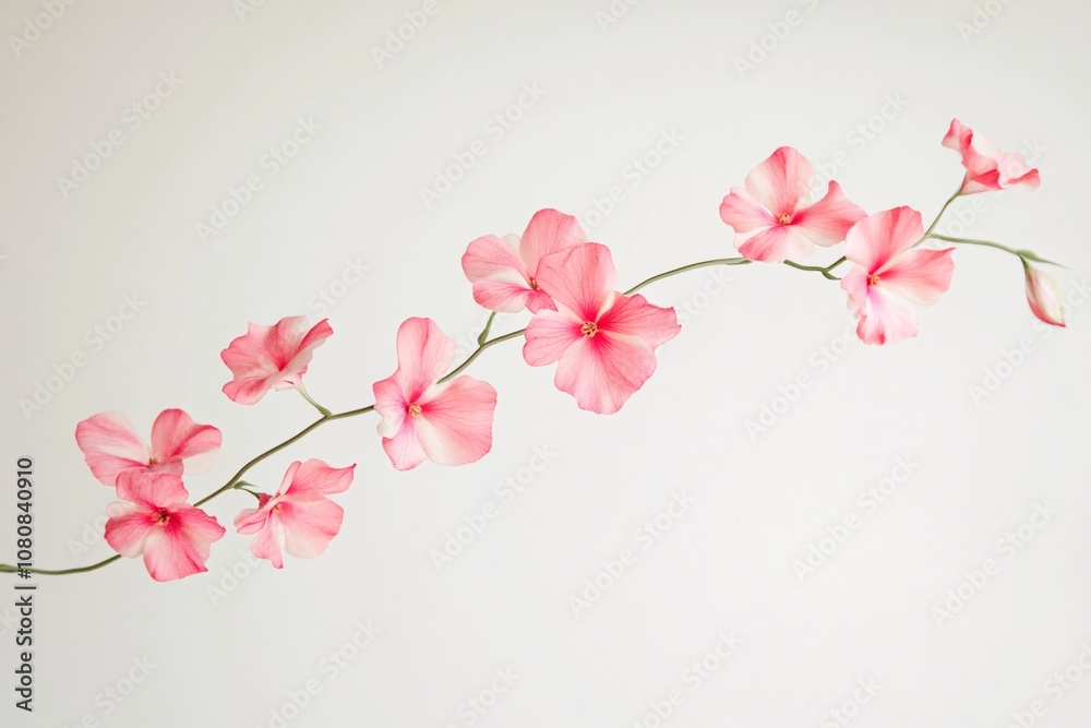 Pink Flowers on a White Background: Delicate Beauty in Bloom