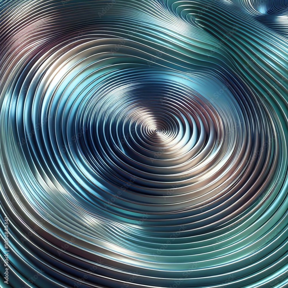 Rippling metallic textures create an abstract visual effect in swirling patterns with reflective qualities Rippling metallic textures create an abstract visual effect in swirling patterns with reflective qualities