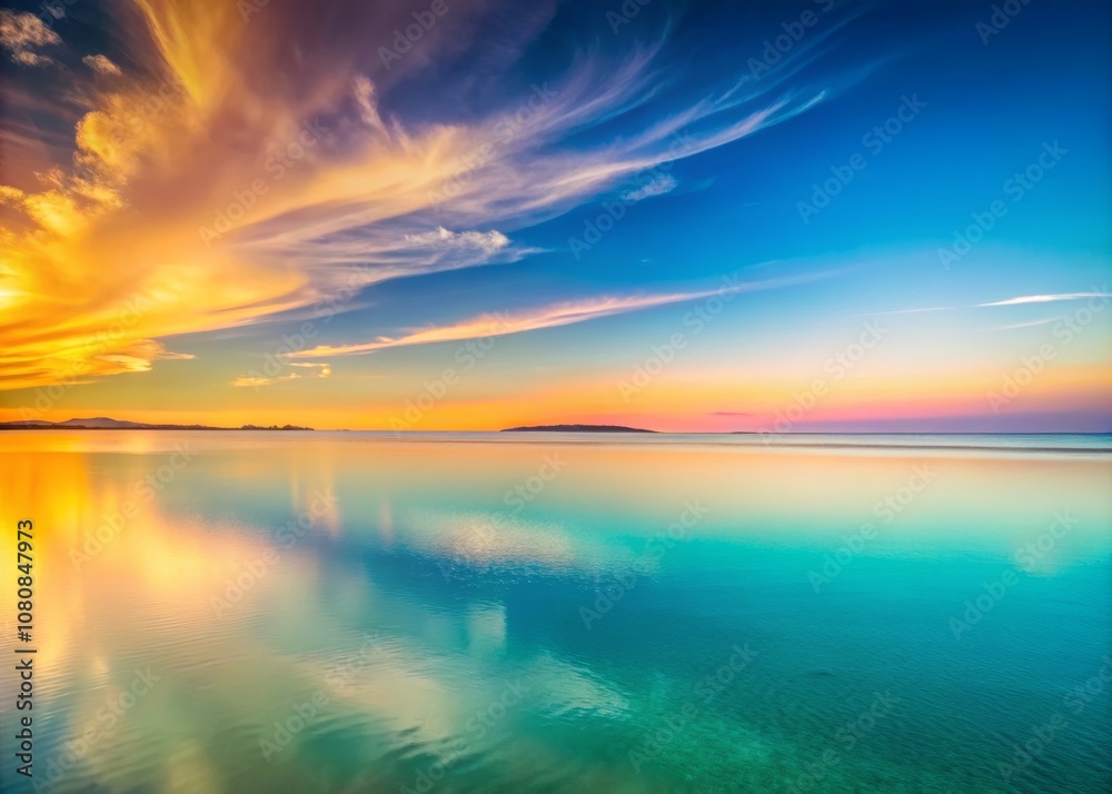 Serene Minimalistic Panoramic Photography of Tranquil Waters Embracing Simplicity and Harmony in a Vibrant Sunset Sky with Soft Reflective Elements Serene Minimalistic Panoramic Photography of Tranquil Waters Embracing Simplicity and Harmony in a Vibrant Sunset Sky with Soft Reflective Elements