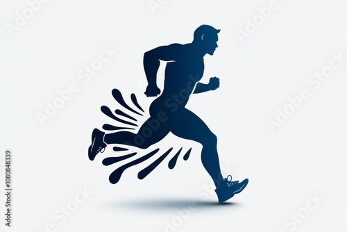 Minimalist 2D illustration of a running figure with a trail of steps behind, clean and playful design on white