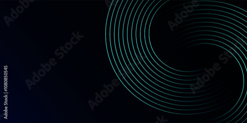 Blue abstract background with glowing circles. Swirl circular lines pattern. Geometric spiral. Twirl element. Modern graphic desi