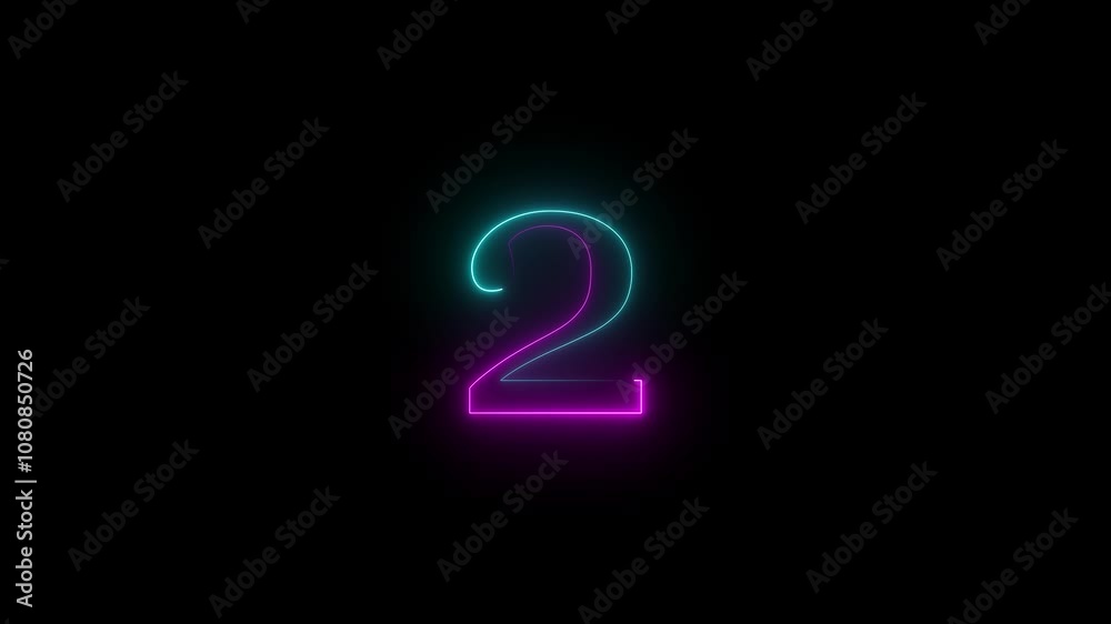 Glowing neon animated number 2. Two-color looping trendy glowing neon numeric number 2. Educational mathematics concept Glowing neon animated number 2. Two-color looping trendy glowing neon numeric number 2. Educational mathematics concept