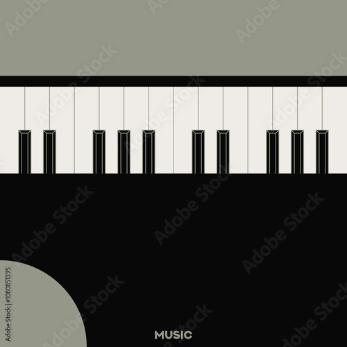 Piano. Musical poster for your design. Music elements design for card, invitation, flyer. Music background vector illustration. Music piano keyboard.