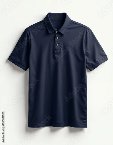 Professional Blank Collared Shirt Mockup Template on White for Design, Navy Polo Shirts Front and Back View Isolated on White