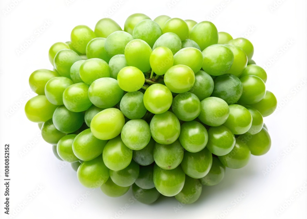 Fresh Green Grapes Isolated on White Background, Showcasing High Depth of Field with a Focus on Organic Fruit Ideal for Healthy Eating Themes Fresh Green Grapes Isolated on White Background, Showcasing High Depth of Field with a Focus on Organic Fruit Ideal for Healthy Eating Themes