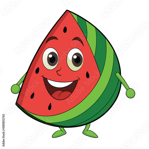 3d rendering of beautiful colorful watermelon cartoon