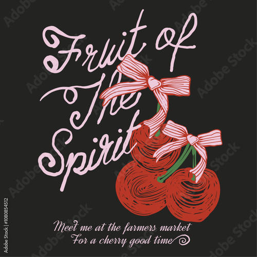 cherry cool slogan print for tee. funny cute t-shirt pattern. girls food fashion graphic prints for cherries fruit, funny vintage food fashion slogan print,