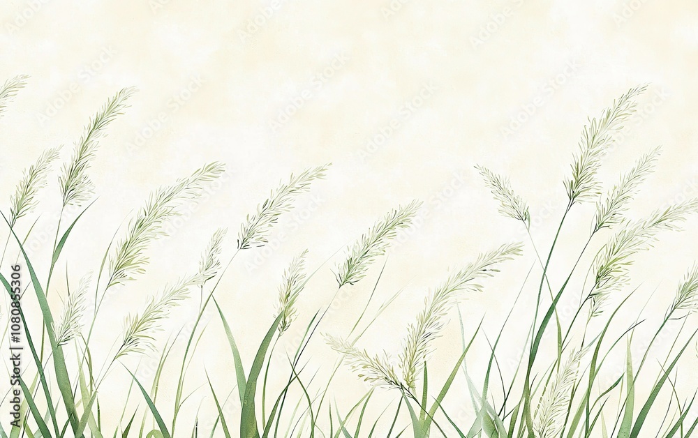 Gentle summer breeze sways tall grass in a serene meadow beneath a soft, pastel sky at sunset Gentle summer breeze sways tall grass in a serene meadow beneath a soft, pastel sky at sunset